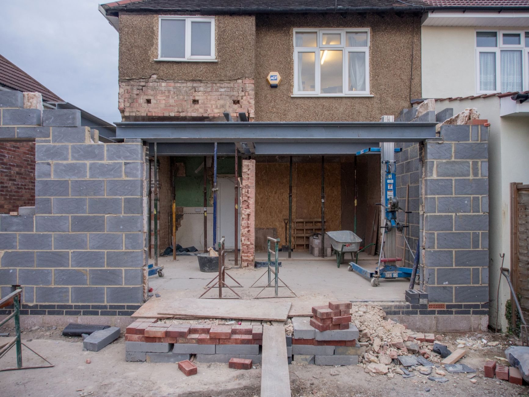 House extension under construction showing quality brickwork.